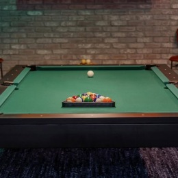 a room with a pool table